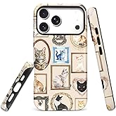 HCTYKHVTYS for iPhone 17 Pro Case,2-Layer Protection with TPU Silicone and Pc Hard Shell, Anti-Drop, Matte and Wear-Resistant - Retro Photo Frame Cat Collage