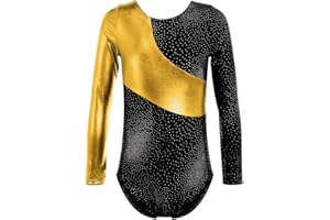 TFJH E One-Piece Sparkle Long Sleeve Gymnastics Leotard for Girls Athletic Tank Bodysuit 3-14Y