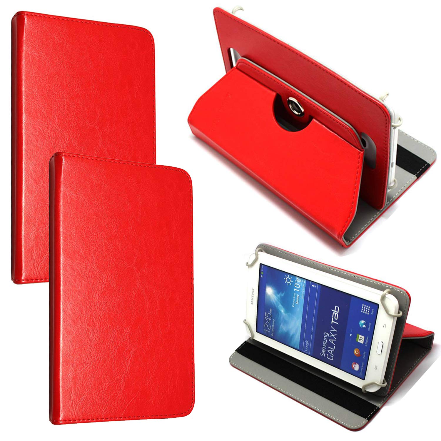 8 inch Tablet Case Cover - Universal Leather Stand Case Folio Cover Magic Leather 360° Rotating Case Fits for ALL 8.0" Inch Tablets (Red)