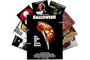 AKBOK 9 Pieces Vintage Horror Movie Posters, Creepy Classic Scary Movie Film Prints Wall Art Monster Suspense Movie Set Unframed for Home Living Room Bedroom Man Cave Theater Decor, 8 x 10 Inch