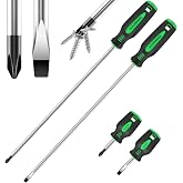 GURADESIGN 4-Piece 12" Long Screwdriver Set Slotted and Phillips, Long &amp; Short Magnetic Screwdriver Set
