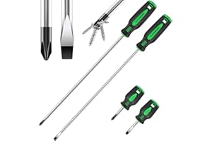 GURADESIGN 4-Piece 12" Long Screwdriver Set Slotted and Phillips, Long & Short Magnetic Screwdriver Set