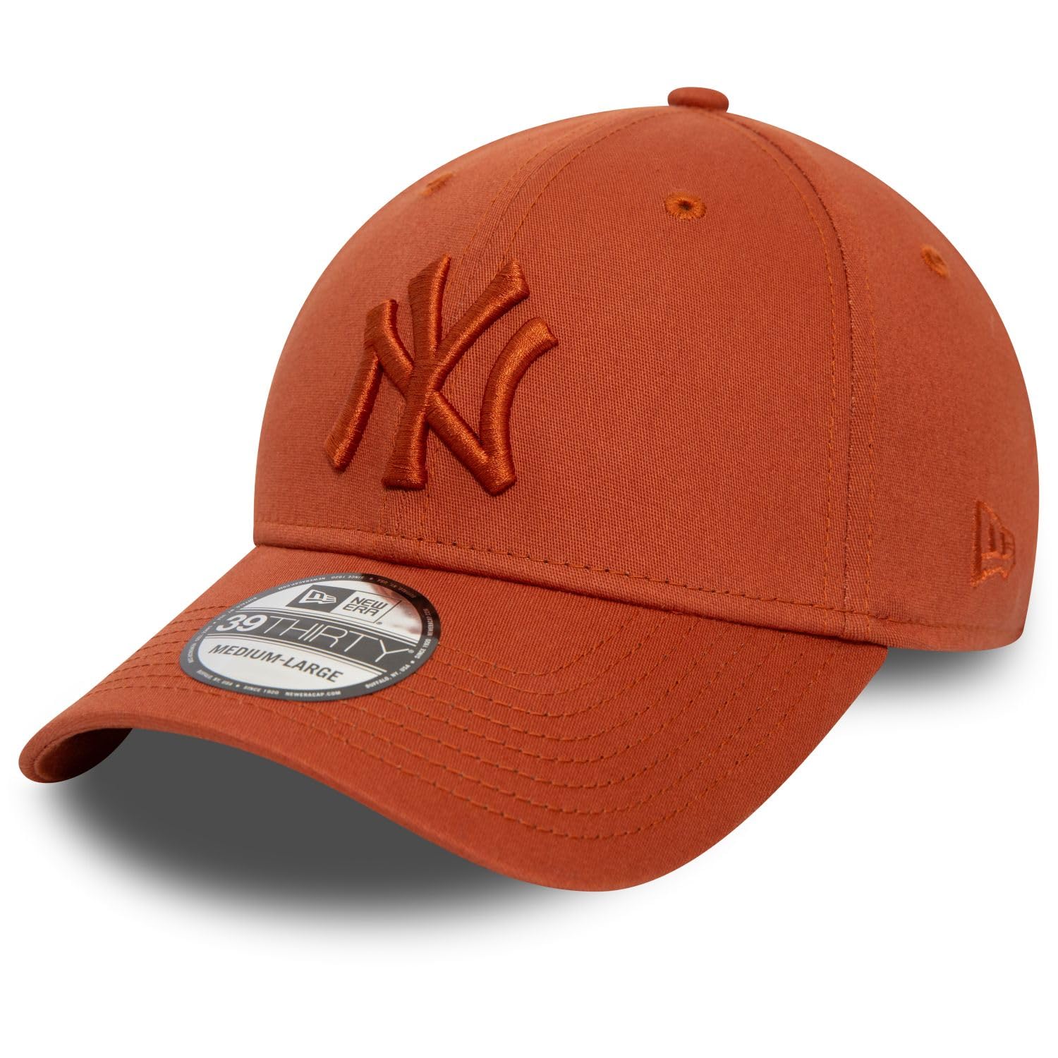 New Era Men's 39Thirty League Essential MLB New York Yankees Baseball Cap Hat Med Brown