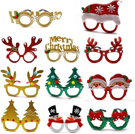 Amazon Co Jp クリスマスグリッターパーティー用メガネ 11個セット クリエイティブで面白いクリスマスホリデー用メガネ クリスマスデコレーションコスチュームメガネ クリスマスパーティー用メガネフレーム おもちゃ