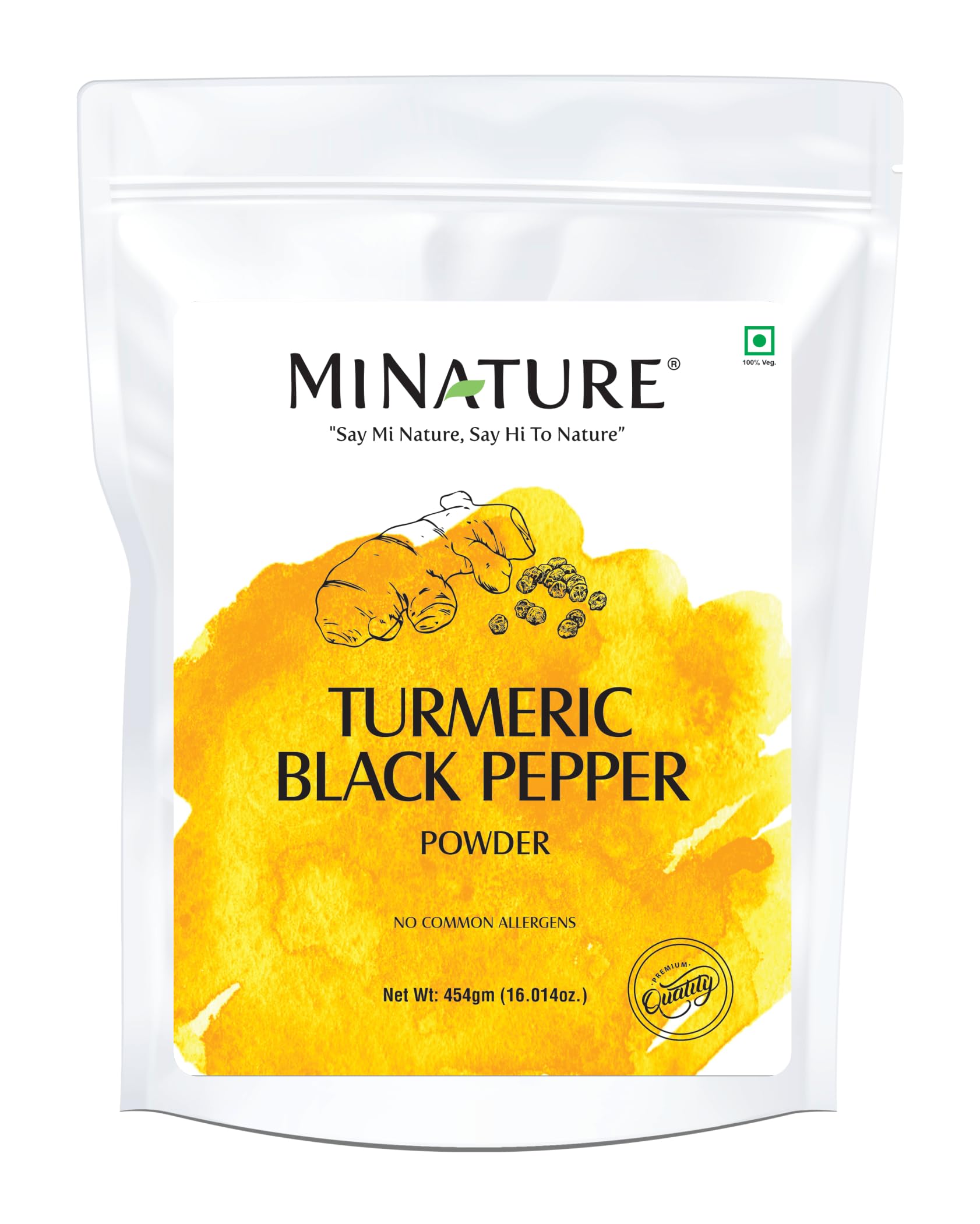 Mi Nature Turmeric Root Powder with Black Pepper, 454g (16oz)| Pure Curcuma Longa & Piper Nigrum| Traditional Superfood for Cooking and Natural Wellness Support