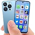 Mini Phone World's Smallest Mini Smartphone with 3.88'' HD Screen Android Unlocked Face ID 2G+16G Quad Core Dual Sim Mobile Phones for Student Best Gift for Kids (Blue)