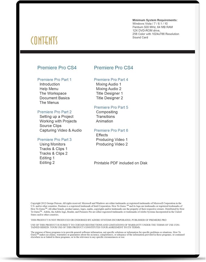 Amazon Com Adobe Premiere Premiere Pro Cs4 Tutorial Training On 2 Dvds 13 Hours In 152 Computer Software Video Lessons Office Products
