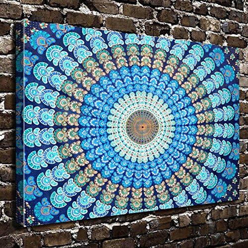 COLORSFORU Hippie Mandala Custom Canvas Print 20x16 Inch Framed Home Decor Wall Art Painting Canvas Poster Oil