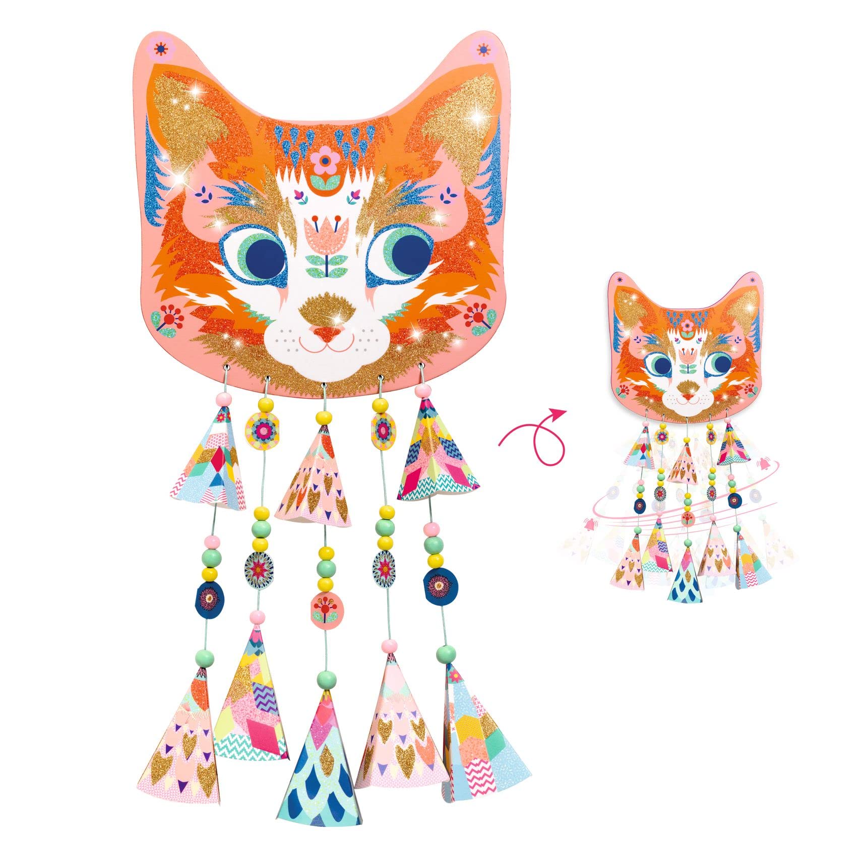 Djeco DIY Cat Wind Chime Making Kit - ART CRAFT KIT - Unisex - Medium - Non-Foldable