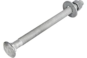1/2" x 7" (25 Pack) Galvanized Carriage Bolt Kit Grade 307A Includes 1/2" USS Flat Washers (25 pcs) and 1/2"-13 Hex Nuts (25 pcs), Hot Dip Galvanized for Exterior Use by Makers Bolt