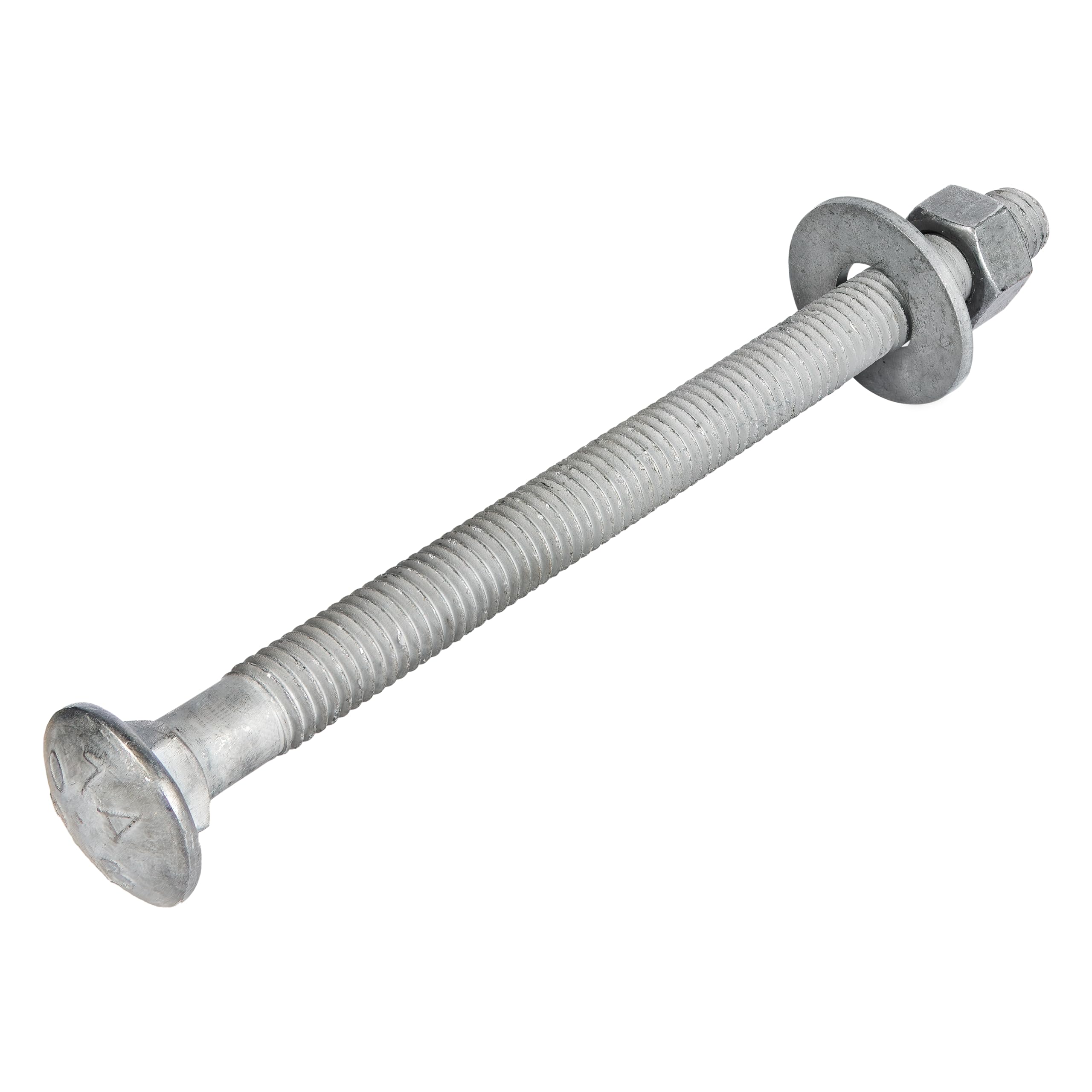 Photo 1 of 1/2" x 7" (25 Pack) Galvanized Carriage Bolt Kit Grade 307A Includes 1/2" USS Flat Washers (25 pcs) and 1/2"-13 Hex Nuts (25 pcs), Hot Dip Galvanized for Exterior Use by Makers Bolt