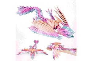 SHUWND 3D Printed Dragon with Wings, Feathered Wyvern Dragon,Full Articulated Crystal Flying Dragon,Realistic Large Pet Dragon, Flexible Shoulder Dragon Stuff 3D Printed Animals Toy (MINI)