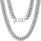U7 Men's Cuban Link Chain Necklace for Men 3.5/6/9/12mm Franco Curb Chain | Durable Stainless Steel Miami Cuban Chain, Gold/Black Waterproof Necklace 18-30 Inch, with Gift Box