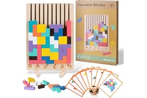 JONEG Games for 3+ Year Olds Kids- Wooden Stacking Puzzles - Brain Teasers 3D Russian Blocks Board - STEM Montessori Toys for Ages 3 4 5 6 7 10 - Gift for Toddlers Classroom Travel