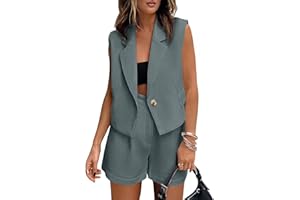 KIRUNDO Womens Summer Two Piece Sets Button Sleeveless Crop Vest Blazer and High Waisted Shorts Suit Set Casual Outfits