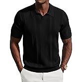 PJ PAUL JONES Mens Polo Shirts Short Sleeve V Neck Knit Shirt Casual Golf Polos