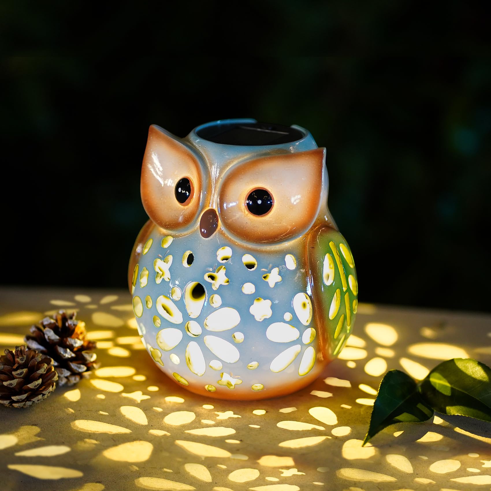 Photo 1 of MININOVA Garden Statues Owl Solar Lantern Hollow Out Waterproof Resin Outdoor Ornaments Decorative Lights Graduation Gifts for Daughter Kids