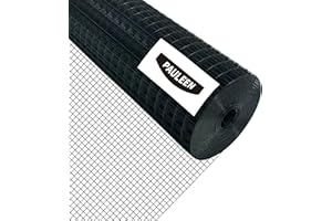 PAULEEN Black Hardware Cloth 16" x 10' 1/2 Inch 19 Gauge, PVC Coated Galvanized Steel Wire Mesh Roll, Welded Metal Fencing for Chicken Coop, Garden Fence, Poultry, Rabbit, Snake Barrier, and Home Improvement