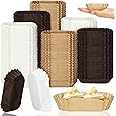 Mifoci 600 Pcs Oval Cupcake Papers Disposable Brownie Baking Cups Cake Loaf Pan Liners Boat Shaped Mini Muffin Cupcake Wrappers for Weddings Birthdays (Solid Style)