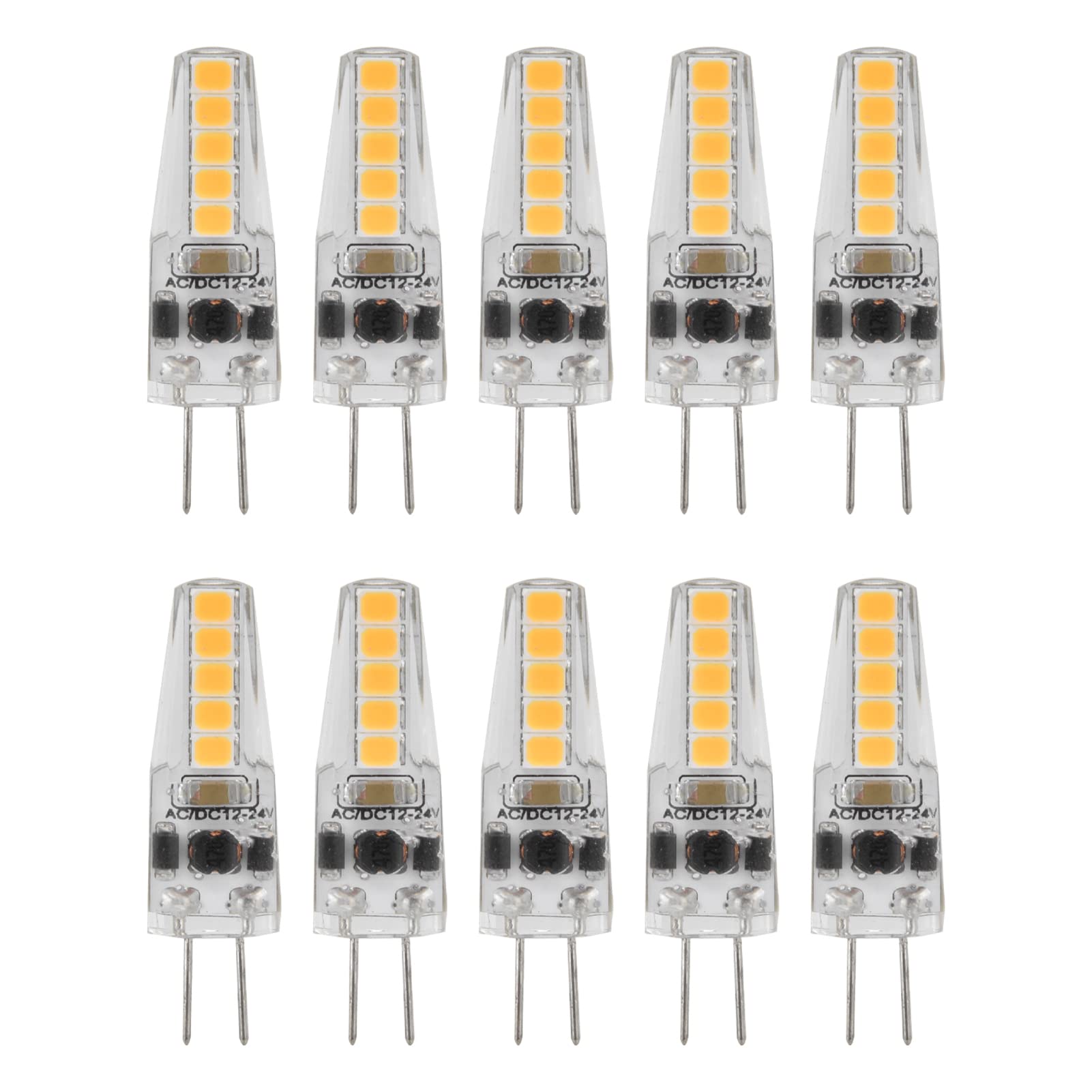 Yosoo Health Gear 10PCS G4 LED Bulbs, Warm White G4 Halogen Bulbs Dimmable 2w 200lm 3000k G4 Bi Pin LED Bulbs for Chandelier Ceiling Lamp Table Lamp AC 12‑24V