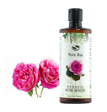 Pure Rus Steam Distilled Damask Rose Floral Water, 500ml