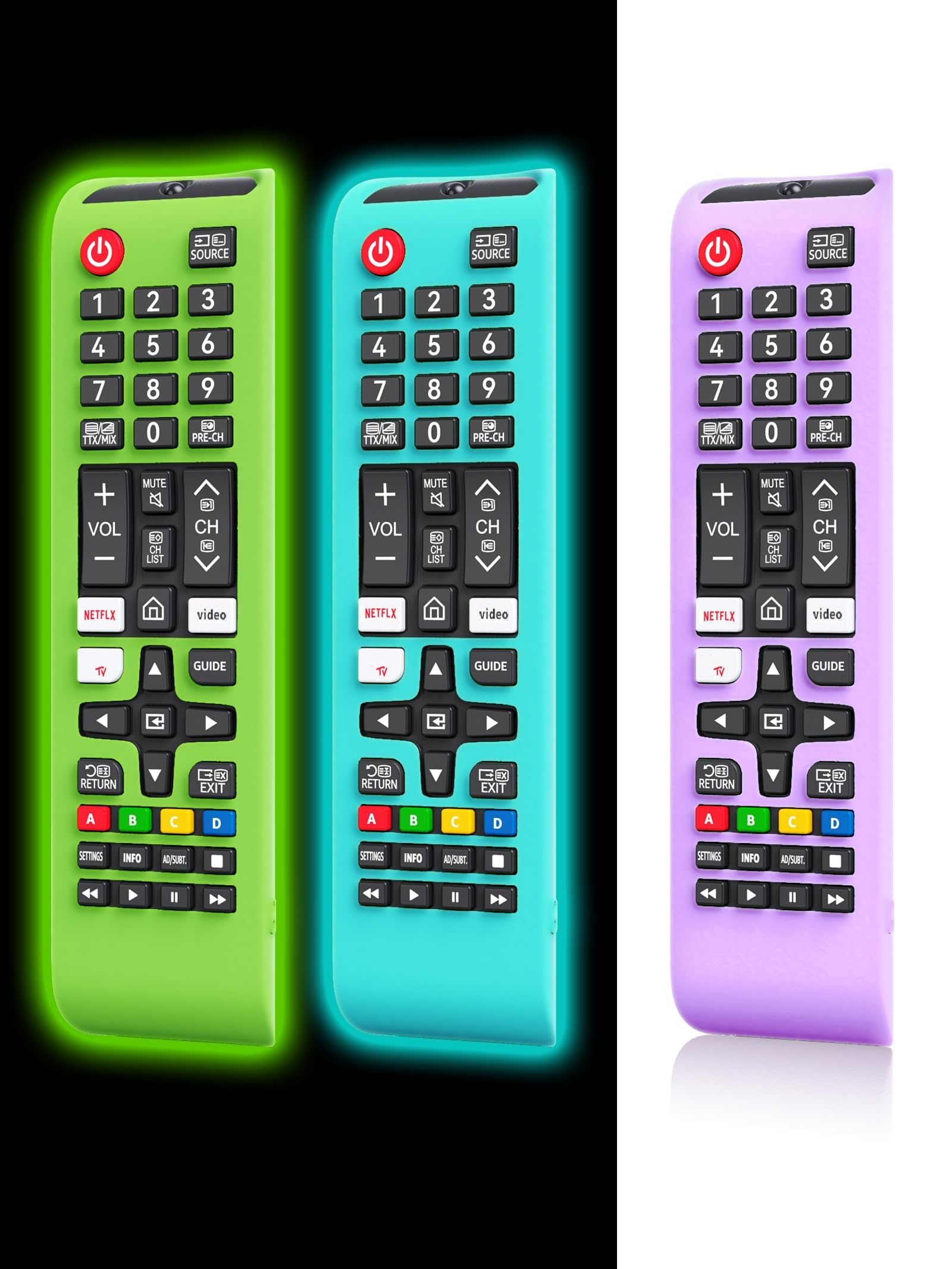 Photo 1 of [Pack of 3] Protective Cover for Samsung TV Remote, Silicone Protective Case Compatible with Samsung Smart TV Remote BN59-01301A Bn59-01315A Bn59-01199F [Light Weight/Anti Slip/Shock Proof/Glowing]