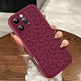 MOWIME Compatible with iPhone 16 Pro Case, Cheetah Print Shockproof Soft TPU Protective Cover for Women Girls, Slim Anti Scratch Leopard Case for iPhone 16 Pro 6.3 Inch, Wine Red