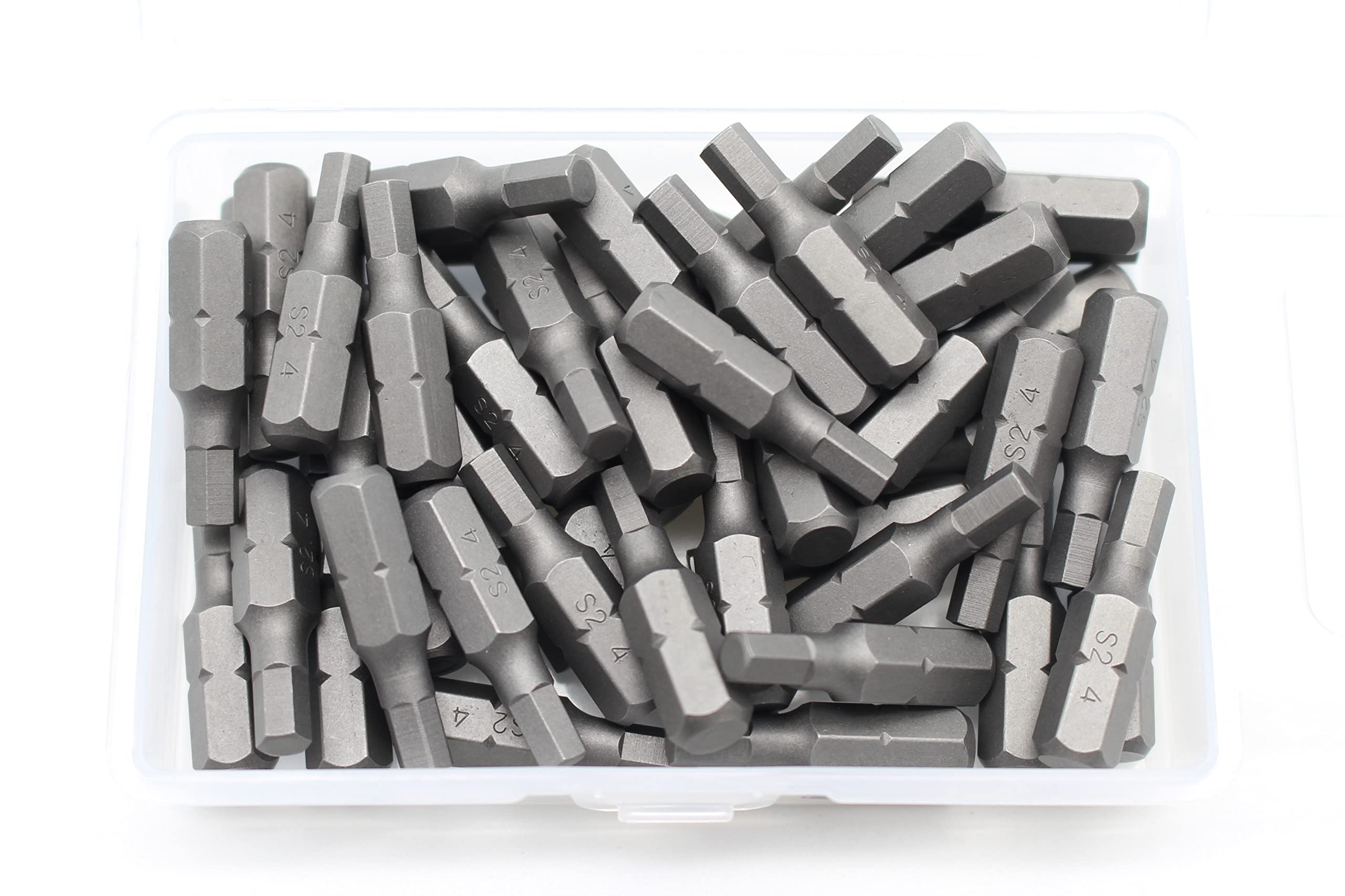 TEMO 50 pc H-4 Hex 5/32 inch (4mm) Impact Ready 1 inch (25mm) Long Screwdriver Insert Bits Hex Shank with Quick Release Slot