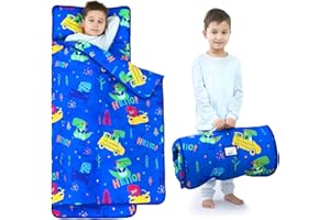 UOMNY Toddler Nap Mat for Boys-Dinosaur Nap Mats with Pillow,Boys Girls Sleep Mat for Preschool Kindergarten 53 x 22 inches