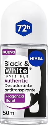 Desodorizante Autêntico Preto e Branco para Mulheres, Roll-On, pacote de 6 x 50 ml