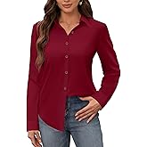 siliteelon Women's Stain Shield Dress Shirts Wrinkle Free Long Sleeve Shirts Solid Work Business Button Down Shirts