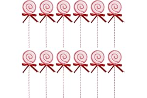 SPWOLFRT Set of 12 Christmas Red and White Peppermint Candy Cane Picks Candies on Sticks, Peppermint Lollipop Pick Swirl Candy Spray for Xmas Tree Decorations Vase Filler Holiday Home Party Supply (Red)