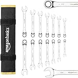 Amazon Basics Ratcheting Wrench Set - Metric and SAE, 14-Piece