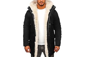 ZWRXW Mens Winter Coat Warm Thick Fleece Lined Parka Long Trench Jacket Hood Outdoor Over Coat Plus Size with Pocket