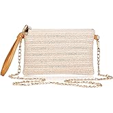 COOKOOKY Womens Straw Clutch Bag Bohemian Summer Beach Straw Purse Zipper Wristlet Wallets for Women