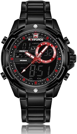 Naviforce Eye of The Storm Black & Red Analog Digital Wrist Watch for Men & Boys (NF9120_B/B/R).