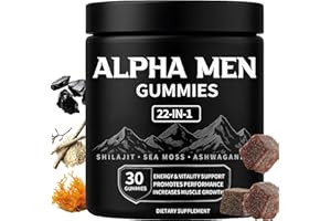 WSJAWH Primal Compound Alpha Gummies for Men, with Shilajit, Sea Moss, Ashwagandha, Manuka Honey + 22 in 1 Ingredients, for Support Daily Energy, Drive & Immune, 30 Gummies