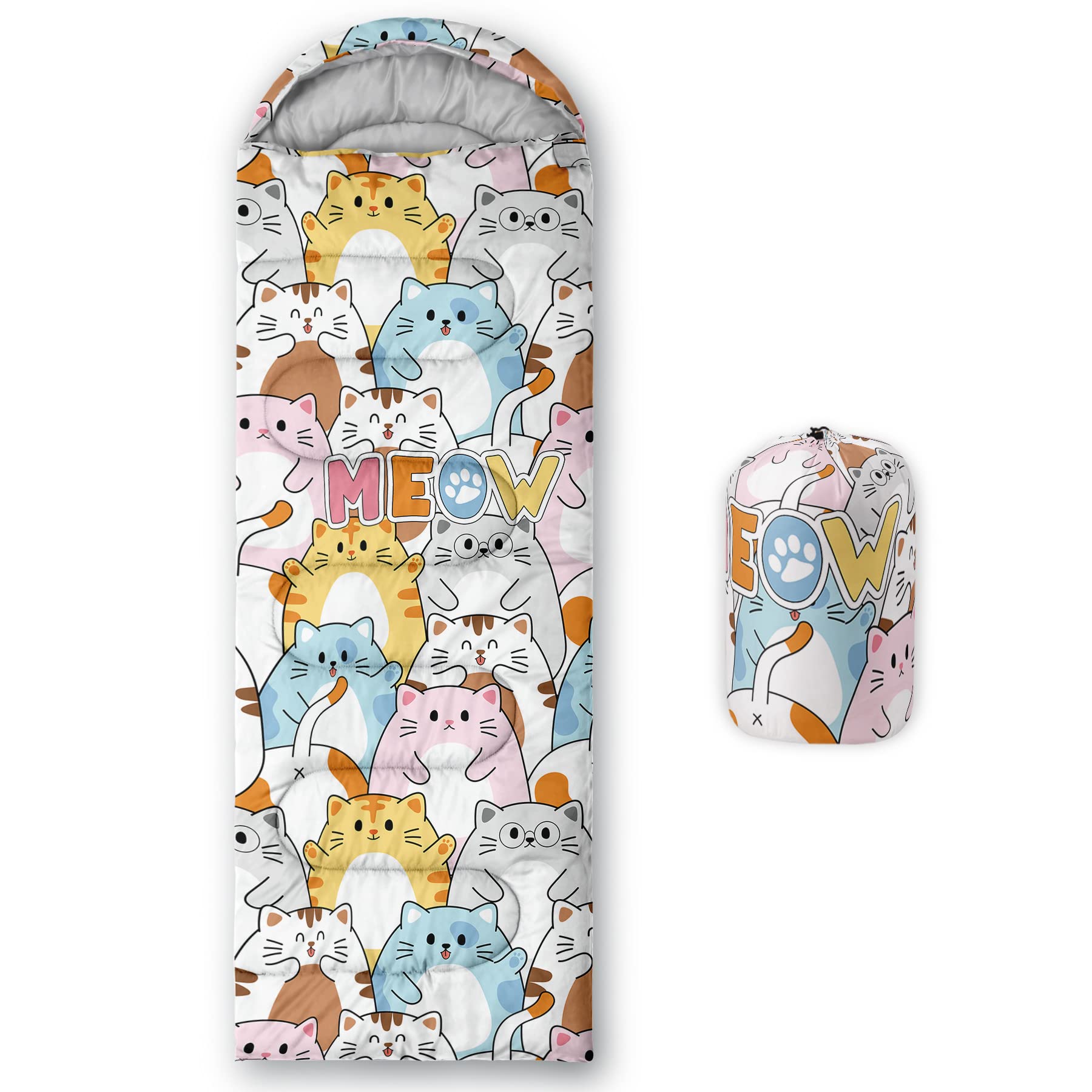 Photo 1 of *MINOR DAMAGE - USED*
BailiPromise Cat Printed Camping Sleeping Bags,3 Season Warm & Cool Weather,Lightweight,Waterproof Sleeping Bags for Adults & Kids,Traveling,and Outdoors,Camping Gear Equipment,31x90inch, Standard