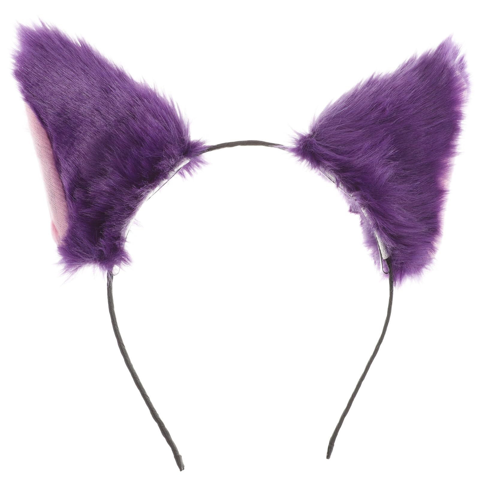 FRCOLOR Fur Cat Ears Headband, Fox Ear Headwear Animal Fur Costume Party Head Bands for Women and Girls (Purple)