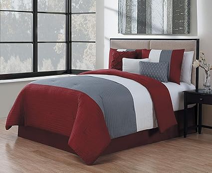 Amazon Com K U P 7 Pc Burgundy Grey White Beautiful