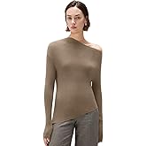 SUUKSESS Women Cashmere Off Shoulder Pullover Sweater Ribbed Knit Long Sleeve Shirts