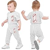 NHUHEQ Toddler Boys Birthday Outfit Baseball Jersey and Pants 2pcs 1-6 Years Old Stripe Softball Shirt Summer Clothes