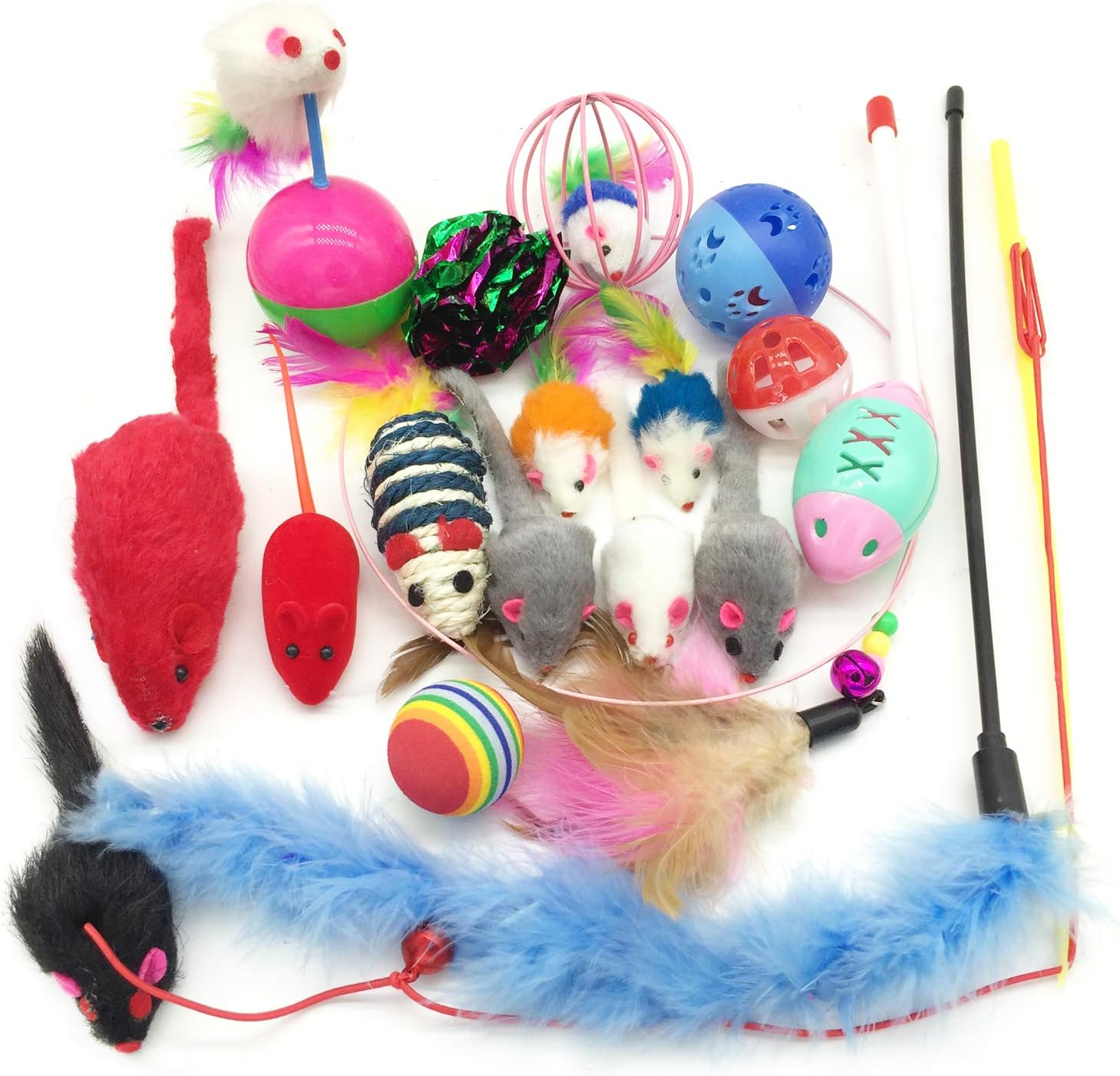 PietyPet Cat Mouse Toys Rattle Furry Cat Mice Pet Toys with Rattles for