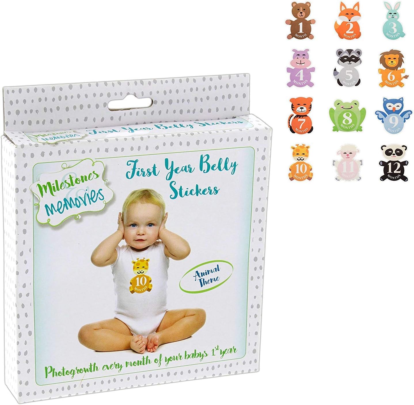 Midwest CBK Baby Growth Sticker Pack for Months 1-12 (Animal Theme)