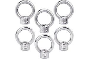 PAGOW 6 Pieces Stainless Steel 316 Lifting Eye Nut, 1/4" UNC Heavy Duty Marine Grade, Hardware Ring Shaped Eye Bolt
