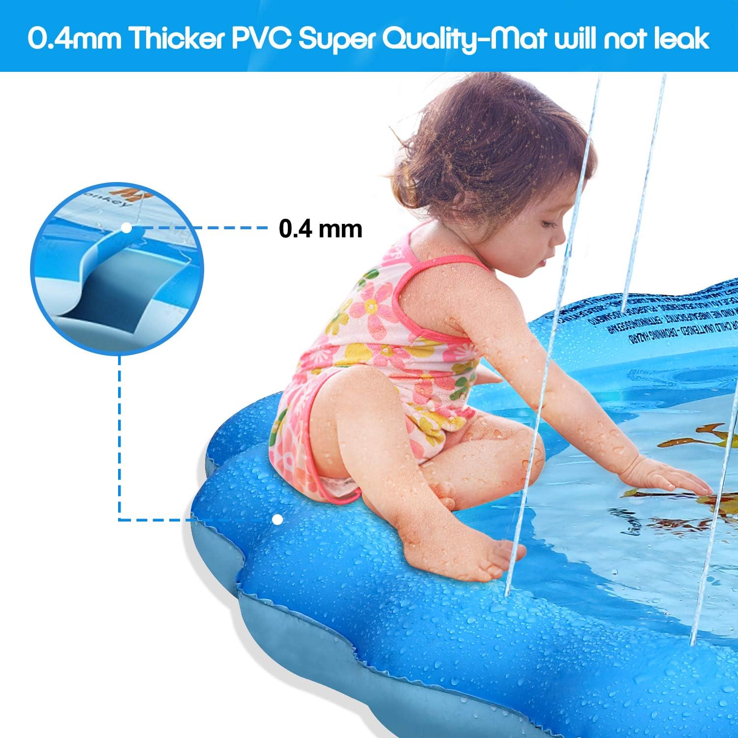 Homech Sprinkler for Kids, Splash Pad, Outdoor Inflatable Sprinkler Water Toys, Wading and Learning, 68" Kiddie Water Play Mat Toys,Baby Wading Swimming Pool for 2-12 Years Old Baby and Toddler Girls: Toys & Games