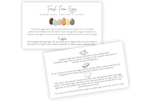LASHICORN Fresh Farm Eggs Handling Instructions | 50 Pack | 2x3.5" inches Business Card | Egg Handling Instructions for Farm Fresh Eggs | White Card with Colored Egg Design