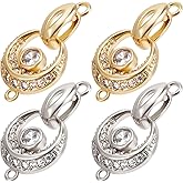 Beebeecraft 6Pcs 2 Colors Fold Over Clasps 18K Gold Plated Cubic Zirconia Oval Shaped Extender Clasps for DIY Bracelet Necklace Jewelry Making Gold&Sliver