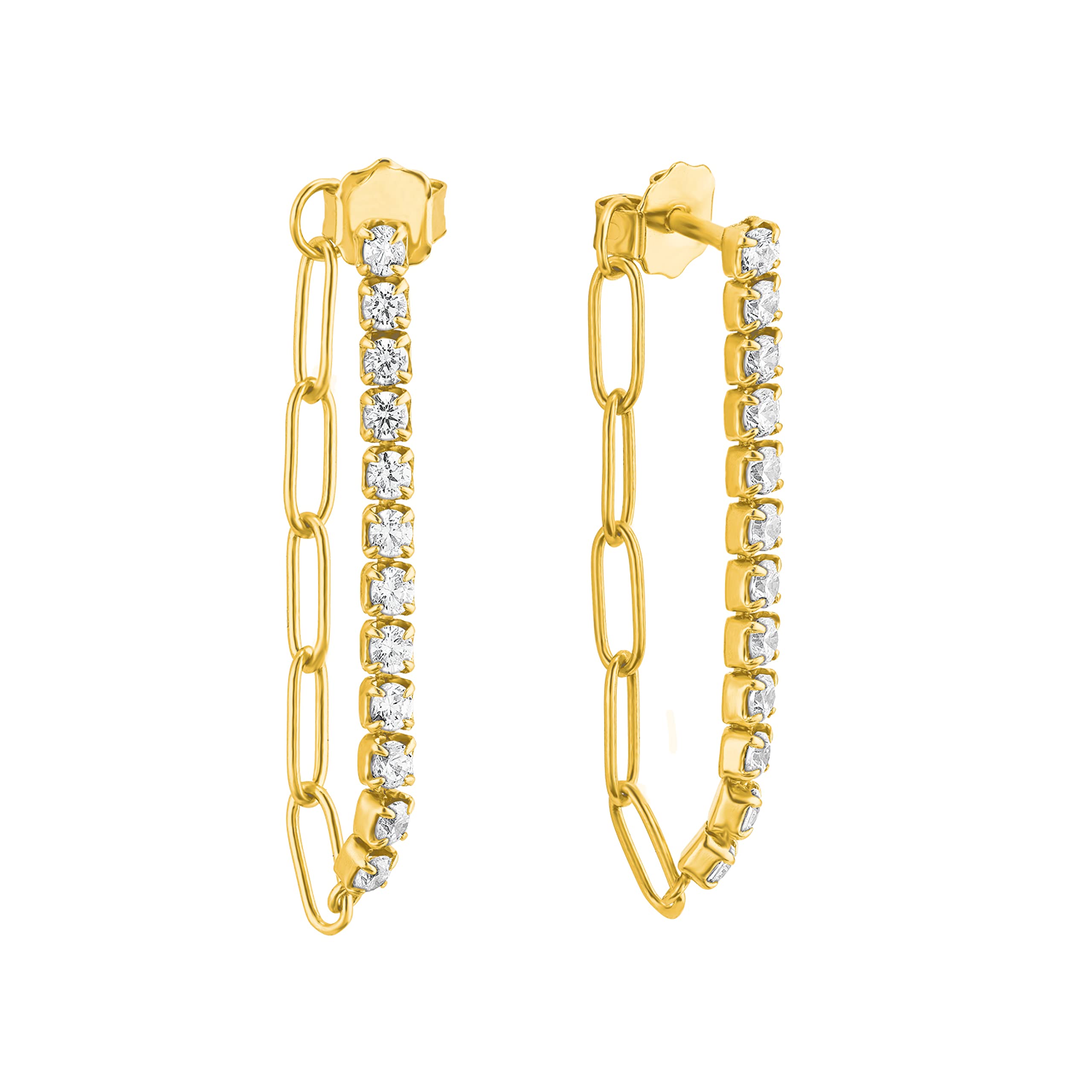 s.Oliver 2028514 Women's Stud Earrings 925 Sterling Silver with Synthetic Zirconia 3 cm Gold Comes in Jewellery Gift Box, Standard, Silver, Cubic Zirconia