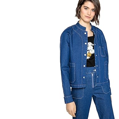 La Redoute Collections Womens Straight Denim Jacket With Mandarin